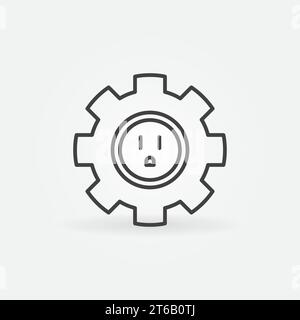 Gear with american type socket vector concept outline icon or symbol Stock Vector