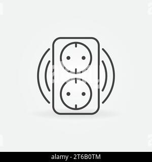 Double smart socket vector concept icon or symbol in outline style Stock Vector