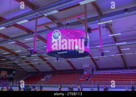 Beautiful view of interior of ice arena at sports complex. Stock Photo