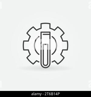 Test tube inside gear vector chemistry concept icon or symbol in thin line style Stock Vector