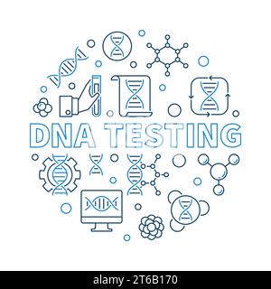 DNA Testing vector round creative concept illustration in thin line style Stock Vector