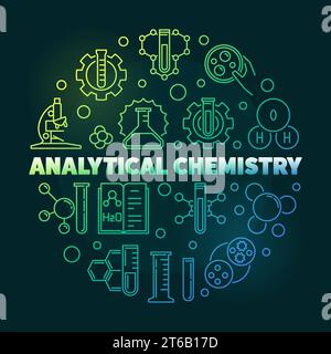 Analytical Chemistry vector colorful round outline illustration on dark background Stock Vector