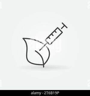 Leaf with Syringe vector concept icon or symbol in thin line style Stock Vector