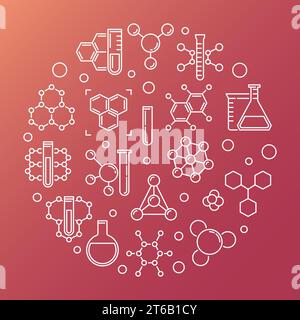 Chemical concept linear background. Vector Chemistry round outline illustration Stock Vector