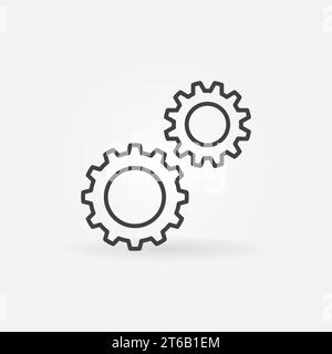 Two Gears outline icon. Settings vector concept line symbol Stock Vector