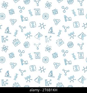 Vector Genetics seamless pattern or background in outline style Stock Vector