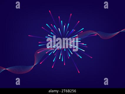 Abstract background comet explosion star burst digital communication network technology innovation design vector illustration Stock Vector