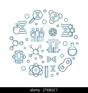 Human Genetic Engineering vector concept outline round illustration on white background Stock Vector