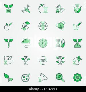 GMO creative vector icons set. Genetic Modification concept signs or design elements Stock Vector