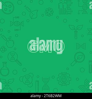 GMO vector green concept frame or illustration in thin line style Stock Vector