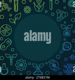 GMO Free vector colorful concept outline frame or illustration on dark background Stock Vector