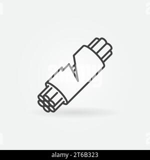 Damaged Fiber optic cable vector concept icon in thin line style Stock Vector