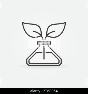 Leaves in conical flask vector concept icon or symbol in thin line style Stock Vector