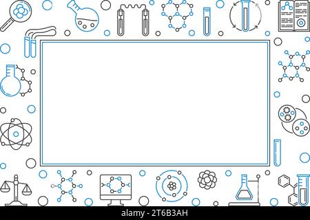 Chemical outline blue horizontal frame. Vector Chemistry concept ...