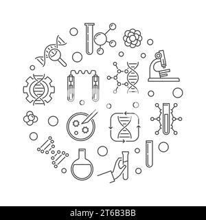 Genomics vector round concept science minimal illustration in outline style Stock Vector