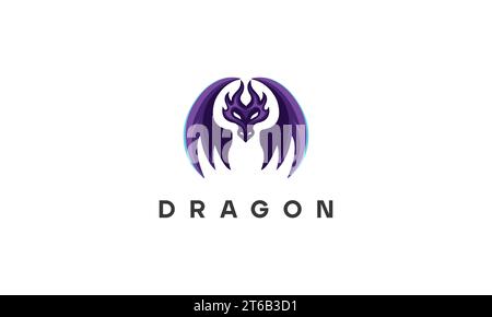 Modern Dragon Logo with Wings – Fantasy Creature Emblem Design Stock Vector