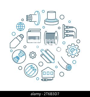 Vector Fiber-optic Communication circular linear concept illustration Stock Vector