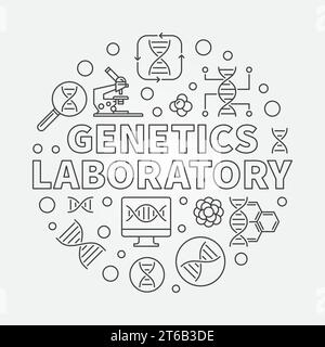 Genetics Laboratory vector round concept minimal illustration in outline style Stock Vector