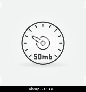 Speed Test vector linear icon. 50 Mb Internet Speed concept symbol in thin line style Stock Vector