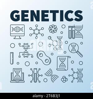 Vector Genetics modern concept illustration in outline style Stock Vector