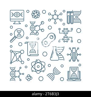 Vector Genetics square simple illustration in thin line style Stock Vector