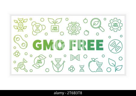 GMO Free vector modern outline horizontal banner on white background Stock Vector