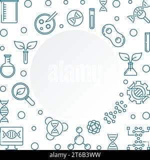 Biotechnolgy concept outline frame. Vector biotech illustration in thin line style Stock Vector