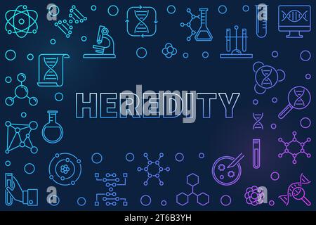 Heredity concept horizontal frame in thin line style. Vector illustration or banner Stock Vector