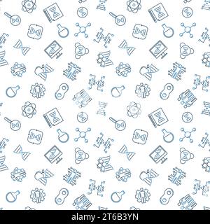 Cloning vector concept minimal seamless pattern or background in thin line style Stock Vector