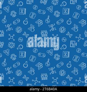 Human Cloning vector outline seamless pattern with blue background Stock Vector