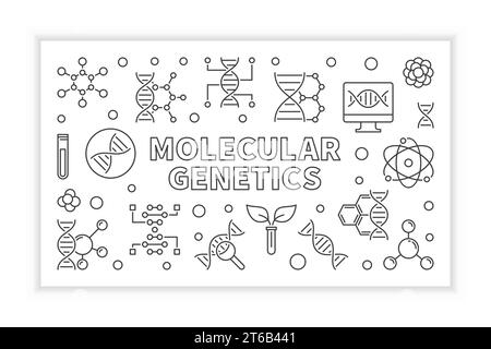 Molecular Genetics vector outline horizontal banner or illustration Stock Vector