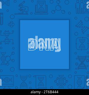 DNA vector square outline blue frame. Vector concept illustration made with deoxyribonucleic acid outline icons Stock Vector