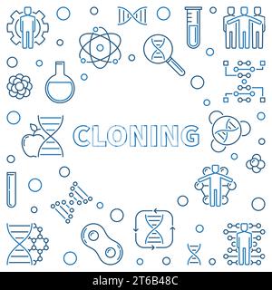 Cloning vector minimal concept illustration in outline style on white background Stock Vector