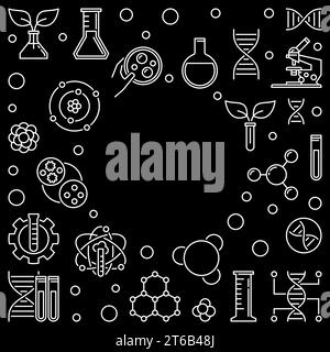 Geneticist vector concept dark frame or illustration in outline style Stock Vector