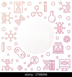 Science and DNA vector colorful outline frame or illustration on white background Stock Vector