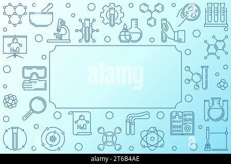 Chemical outline blue horizontal frame. Vector Chemistry concept ...