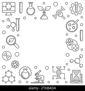 Vector Biotechnology or Biotech concept square simple frame or illustration in outline style Stock Vector