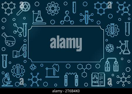 Chemical outline blue horizontal frame. Vector Chemistry concept ...