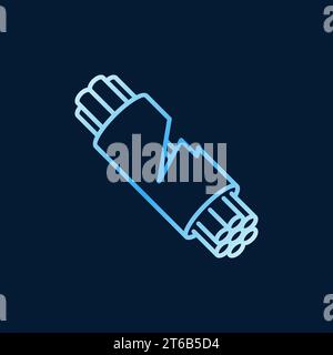 Damaged Fiber optic cable vector blue linear icon on dark backgroun Stock Vector