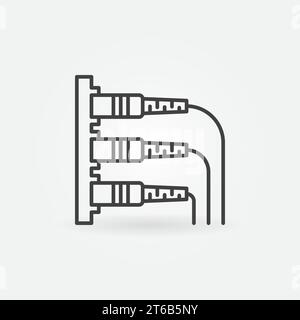 Optical fiber connectors vector concept linear icon or design element Stock Vector