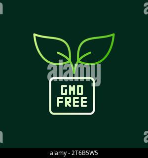 GMO Free vector colored outline icon or design element on dark background Stock Vector
