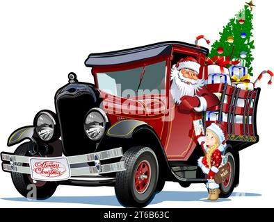 Vector greeting Christmas card with Snow Maiden - Postman delivering mail for Santa. Available eps-10 format separated by groups and layers for easy e Stock Vector