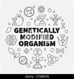 Genetically Modified Organism vector round outline concept minimal illustration Stock Vector