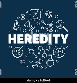 Vector Heredity round concept illustration in outline style Stock Vector