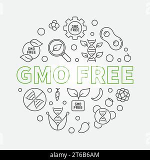 GMO Free vector round concept thin line illustration Stock Vector