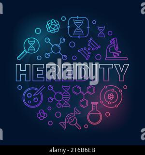 Heredity vector circular colorful thin line illustration on dark background Stock Vector