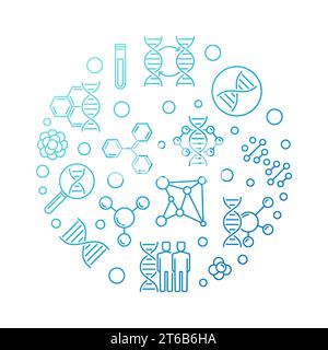 Genome Editing vector round outline blue illustration or symbol on white background Stock Vector