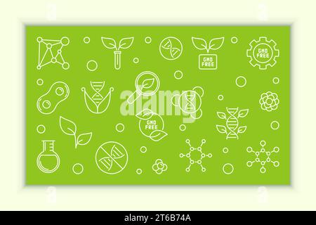 Vector GMO Free concept horizontal banner in outline style Stock Vector