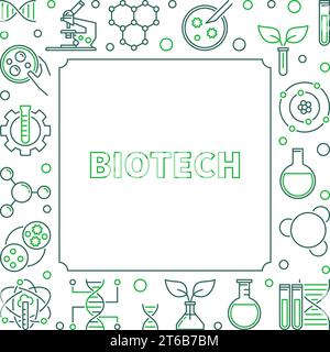 Vector Biotech concept creative square outline frame or illustration Stock Vector