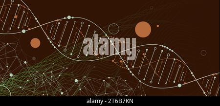 Hand drawn DNA abstract molecule. Medical science, genetic biotechnology, chemistry biology vector concept. Stock Vector